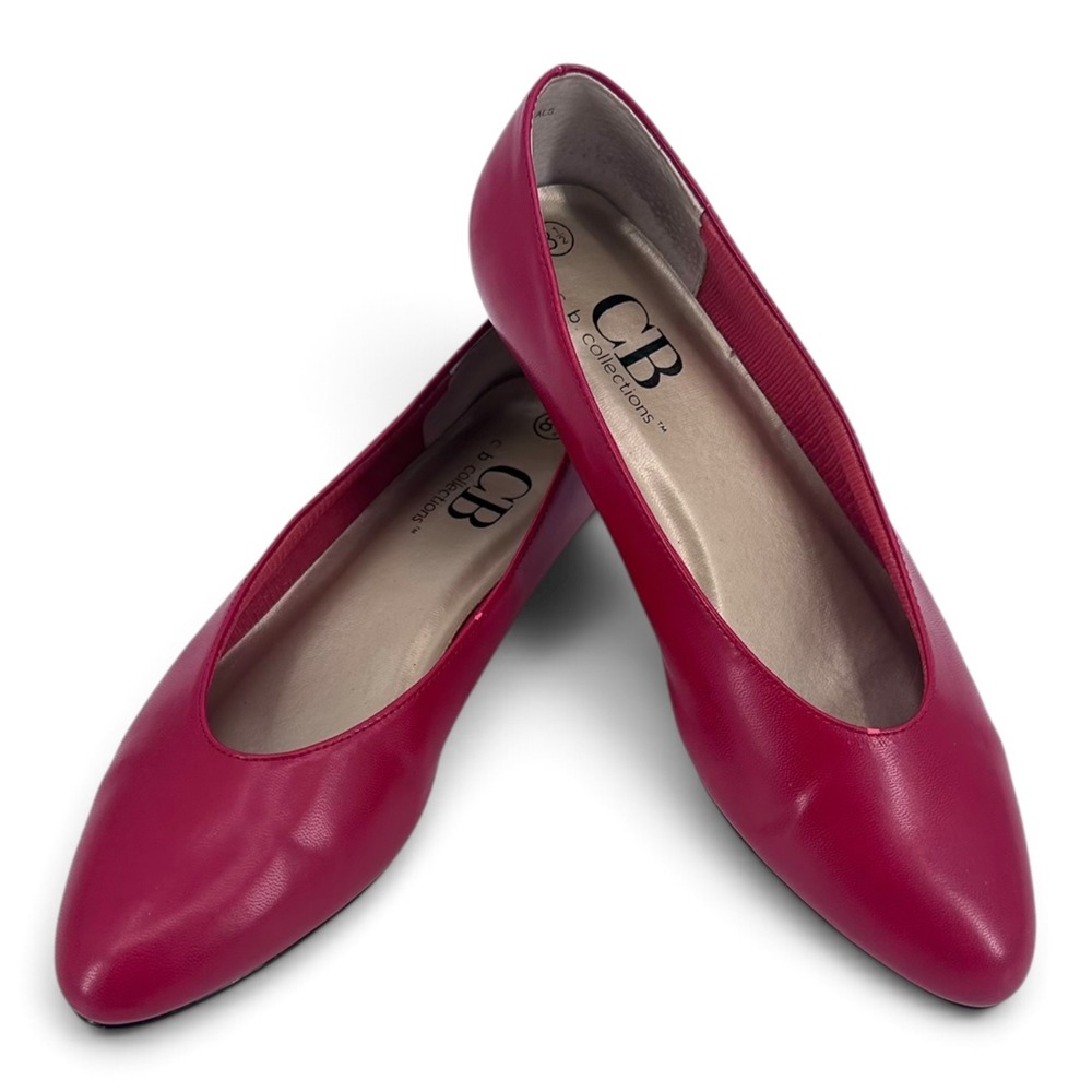 CB Collections Kristen Women's Red Faux Leather Flats Size 8.5 Low Heel